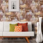 Modern interior of living room with white sofa, vibrant cushions and two vases 3d rendering