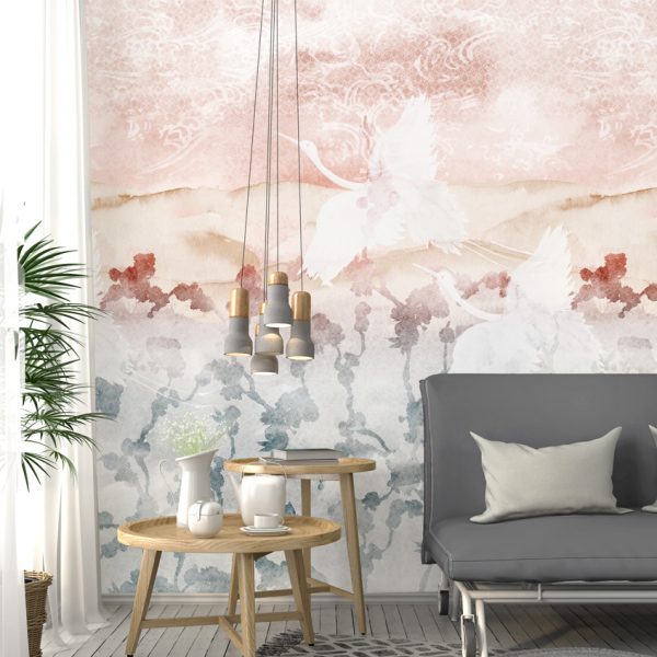 Living room with sofa and concrete chandelier
